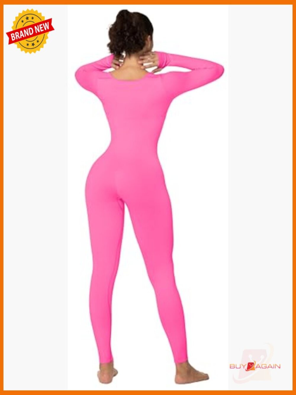 Long Sleeve Square Neck Bodysuit Jumpsuit Scrunch Leggings - Picture 6 of 7